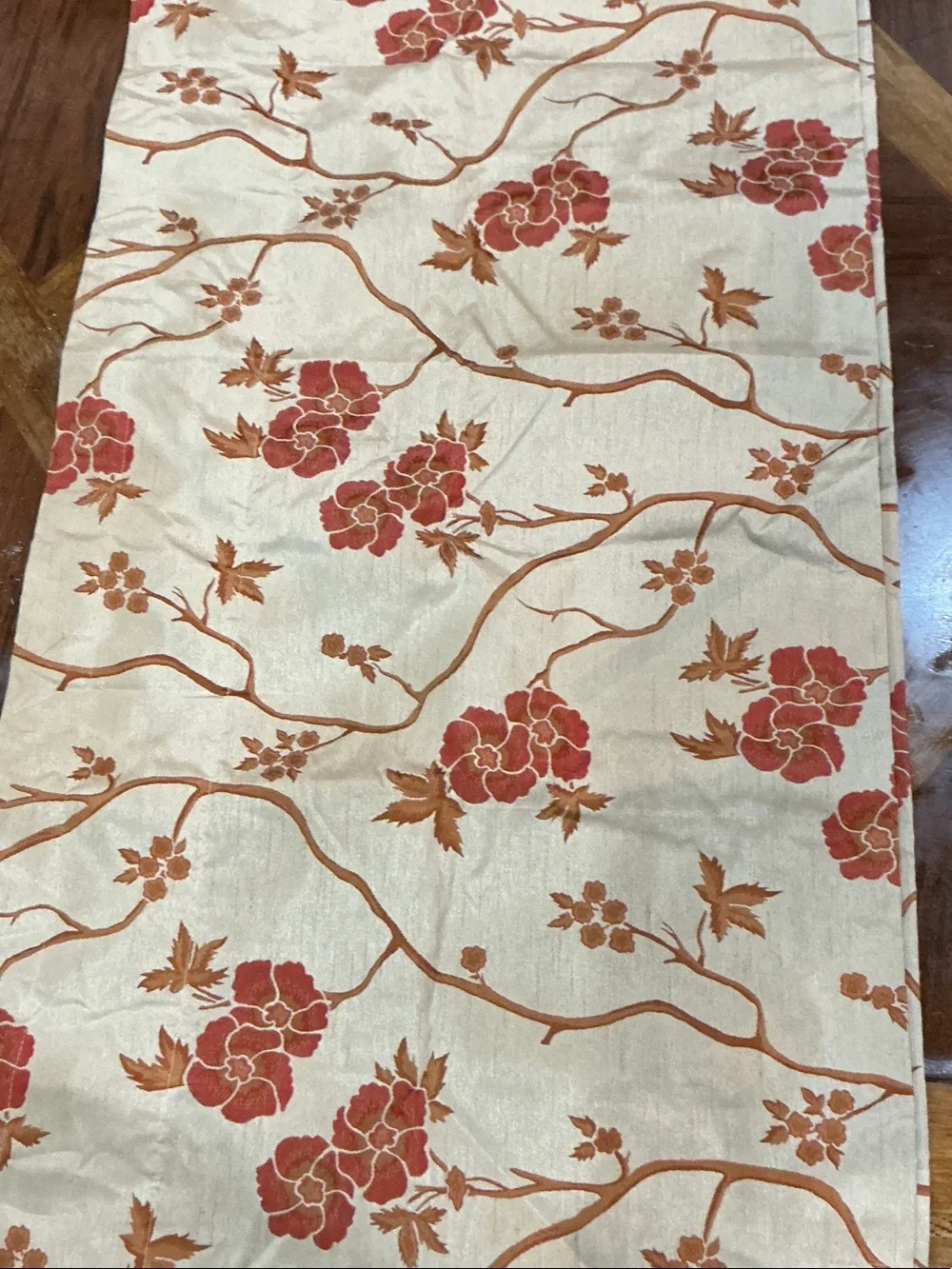 Bundle of four (4) Floral Jacquard valances with Red-Orange Bloom